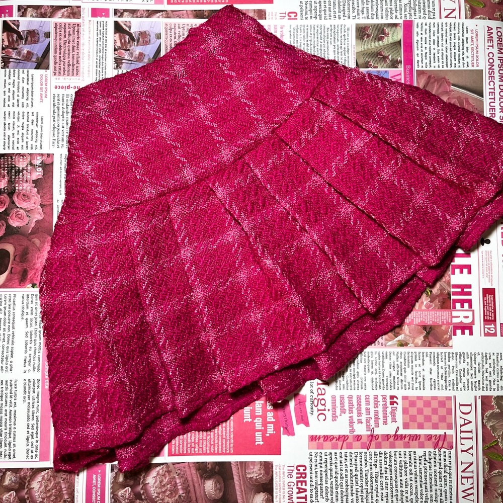 Stylish pink plaid skirt